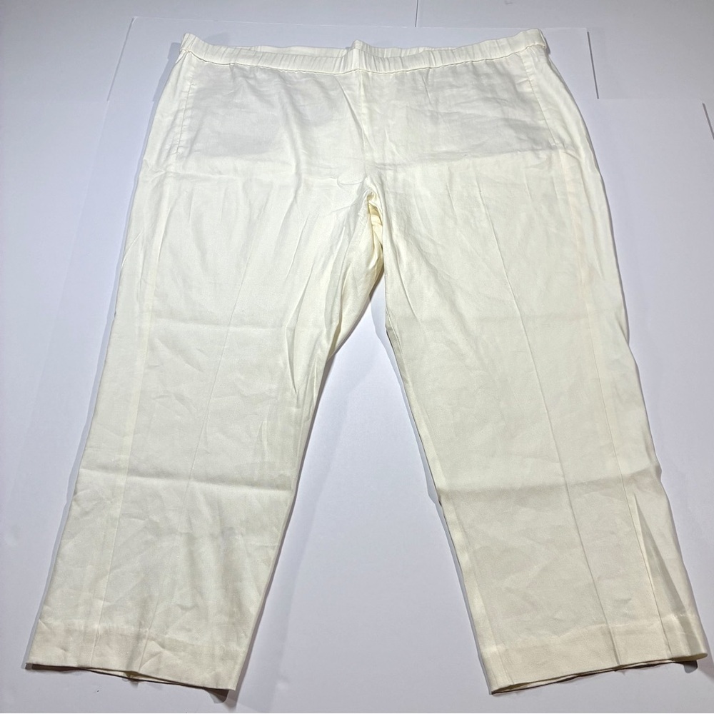 J. Jill Linen Stretch Pull On Pants Cream Ivory Elastic Waist 3X